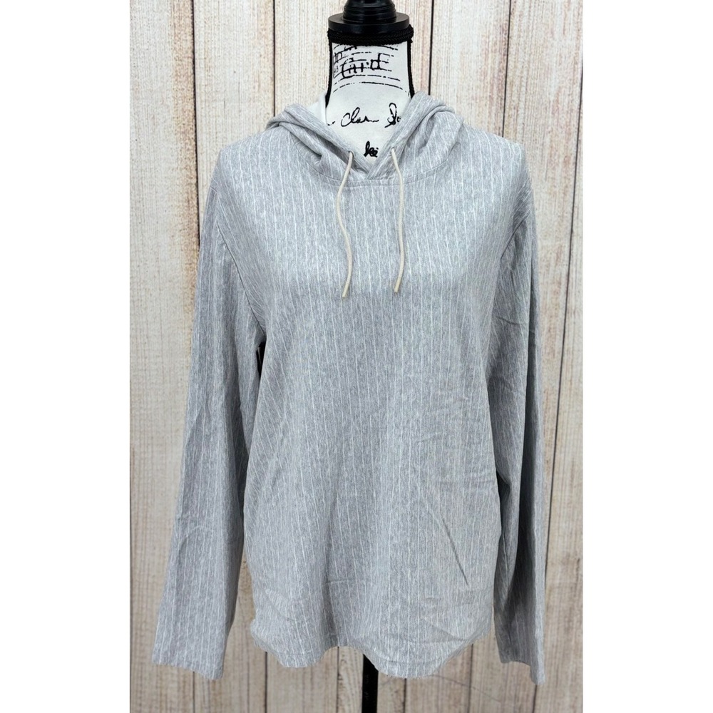 Vince Hoodie Sweatshirt Size Large Gray Pinstripe Italian Fabric Cotton Blend